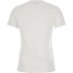 White T-Shirt with Embroidered Logo on the Front in Cotton Woman