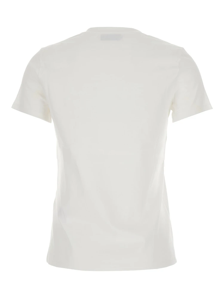 White T-Shirt with Embroidered Logo on the Front in Cotton Woman alternative