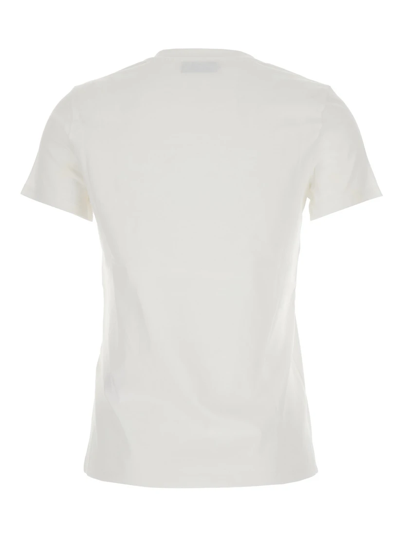 White T-Shirt with Embroidered Logo on the Front in Cotton Woman