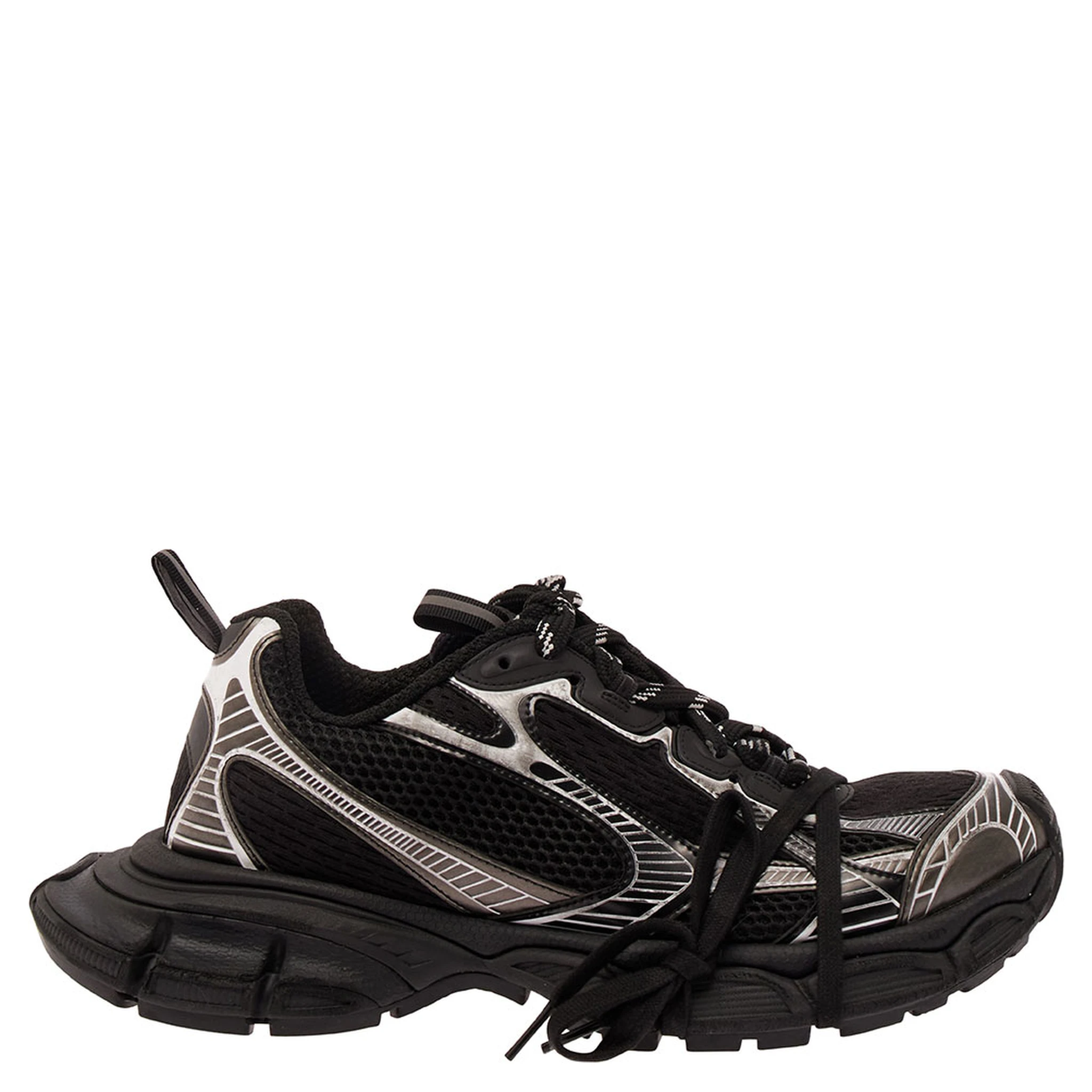 3XL Black Low Top Sneakers with Logo Detail in Tech Fabric Man