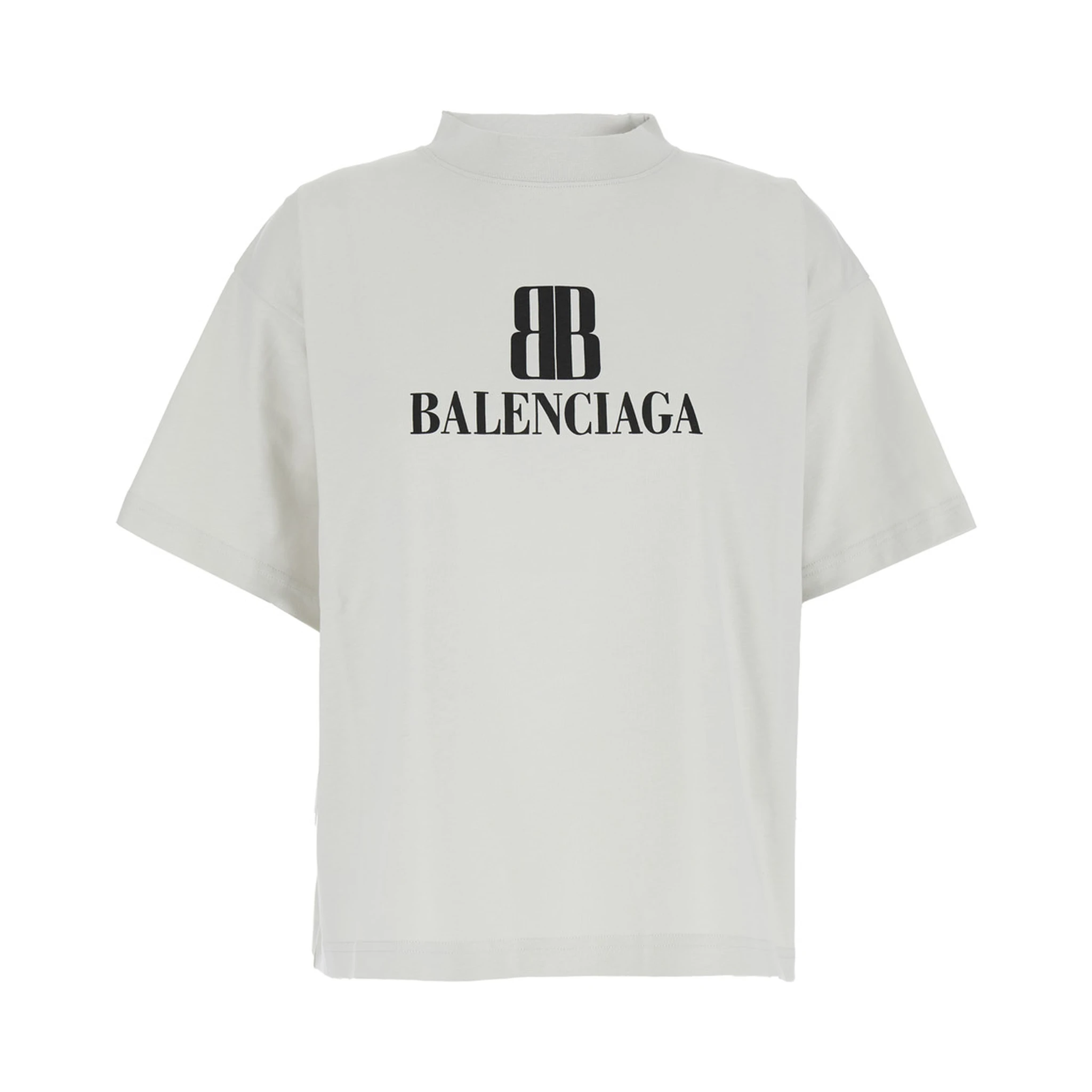 White Crewneck Cropped T-Shirt with Logo Lettering on the Front in Cotton Woman