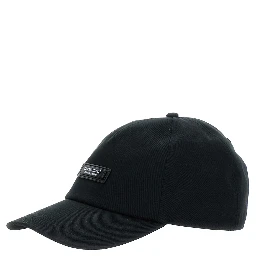 Black Baseball Cap with Logo Patch on the Front in Cotton Man