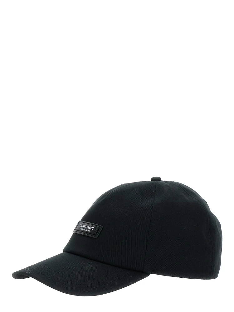 Black Baseball Cap with Logo Patch on the Front in Cotton Man