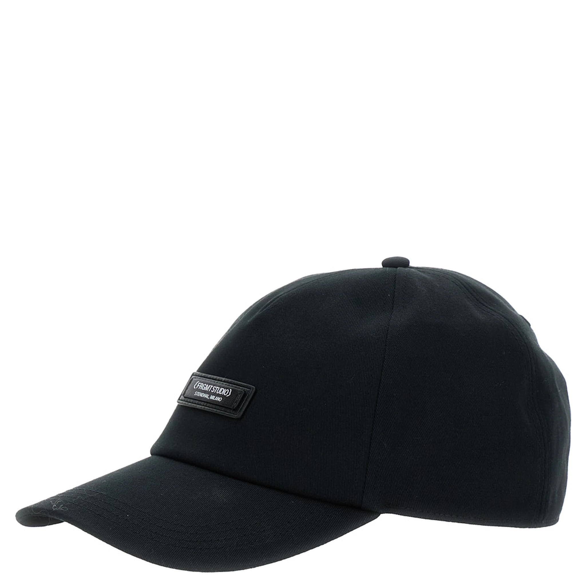 Black Baseball Cap with Logo Patch on the Front in Cotton Man