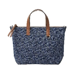 Blue Shopper With Top Handles And All-Over FF Motif In Cotton Man