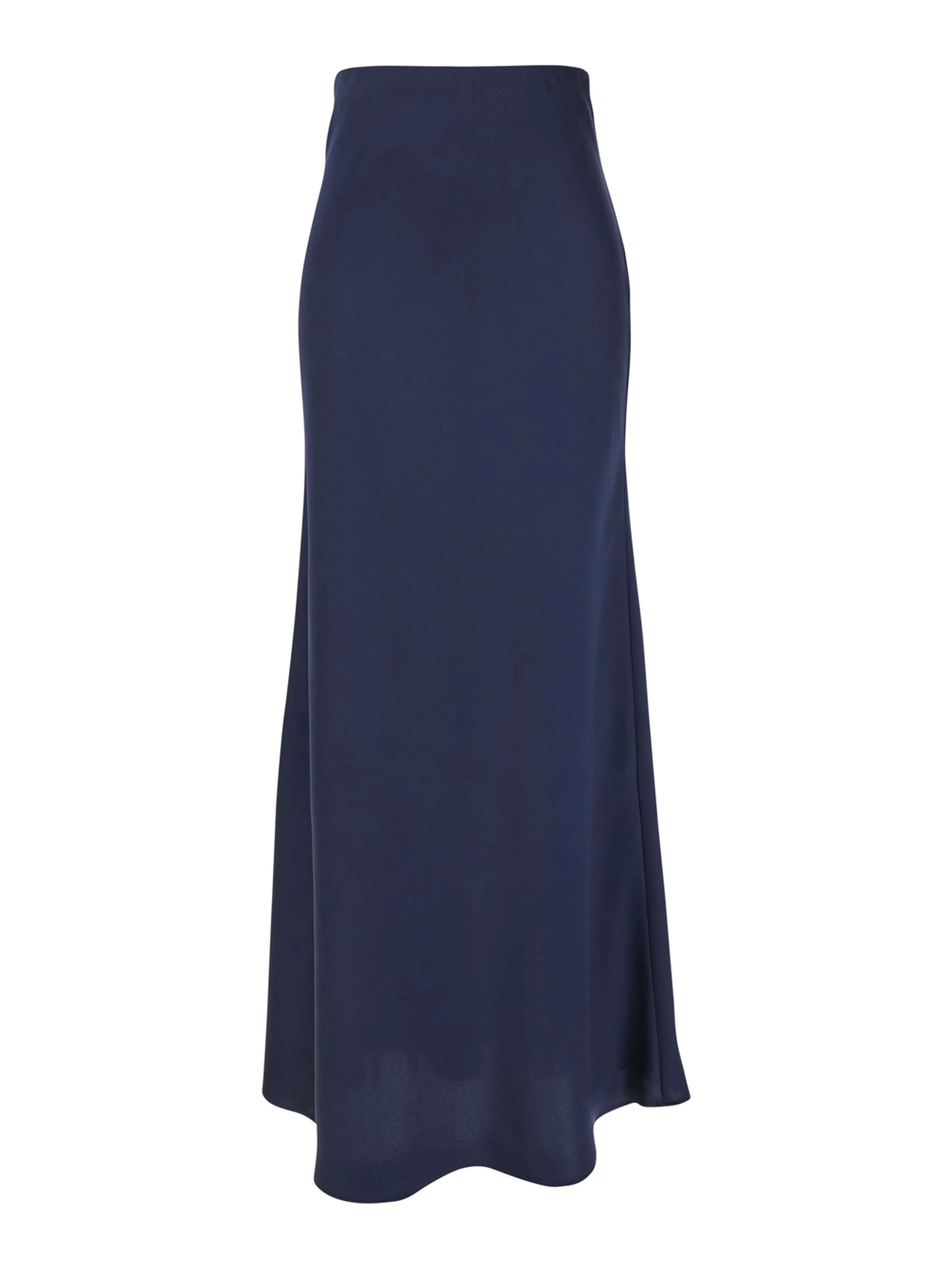 Blue Long Skirt with Ruffle Detail at the Bottom in Satin Woman
