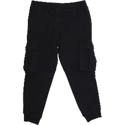 Black Cargo Trousers with Patch Pockets and Logo in Cotton Boy