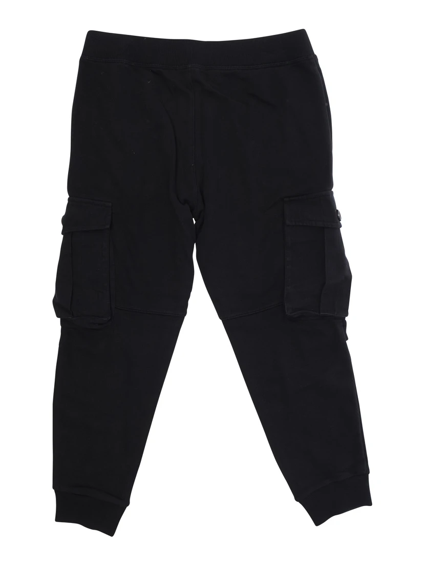 Black Cargo Trousers with Patch Pockets and Logo in Cotton Boy
