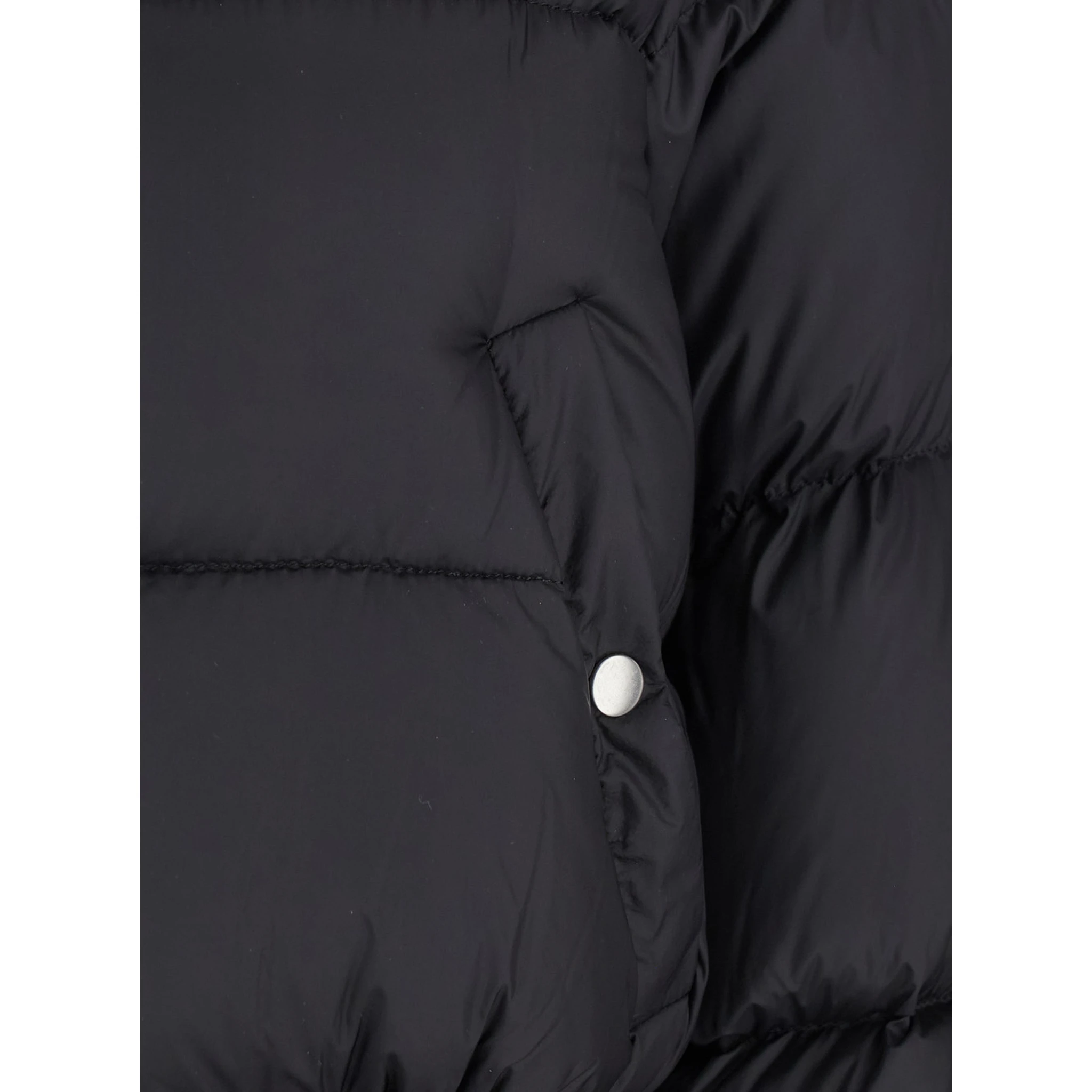 Black Down Jacket with Crop Design and Fixed Hood in Tech Fabric Woman