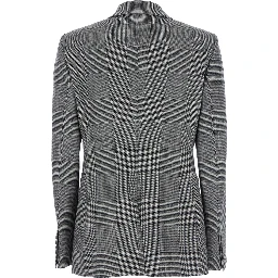 Grey Double-Breasted Jacket with Peak Revers in Wool Blend Woman