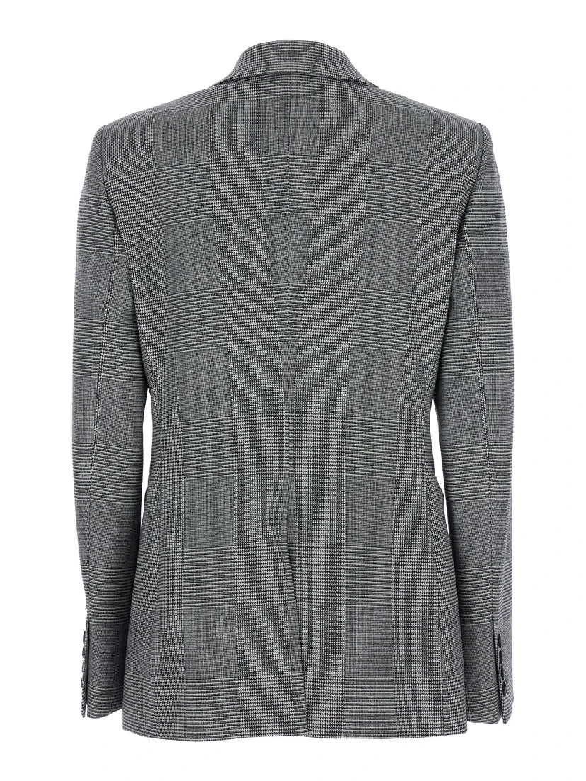 Grey Double-Breasted Jacket with Peak Revers in Wool Blend Woman