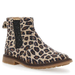 Multicolor Ankle Boots with Side Logo and Leopard Motif in Fabric Girl