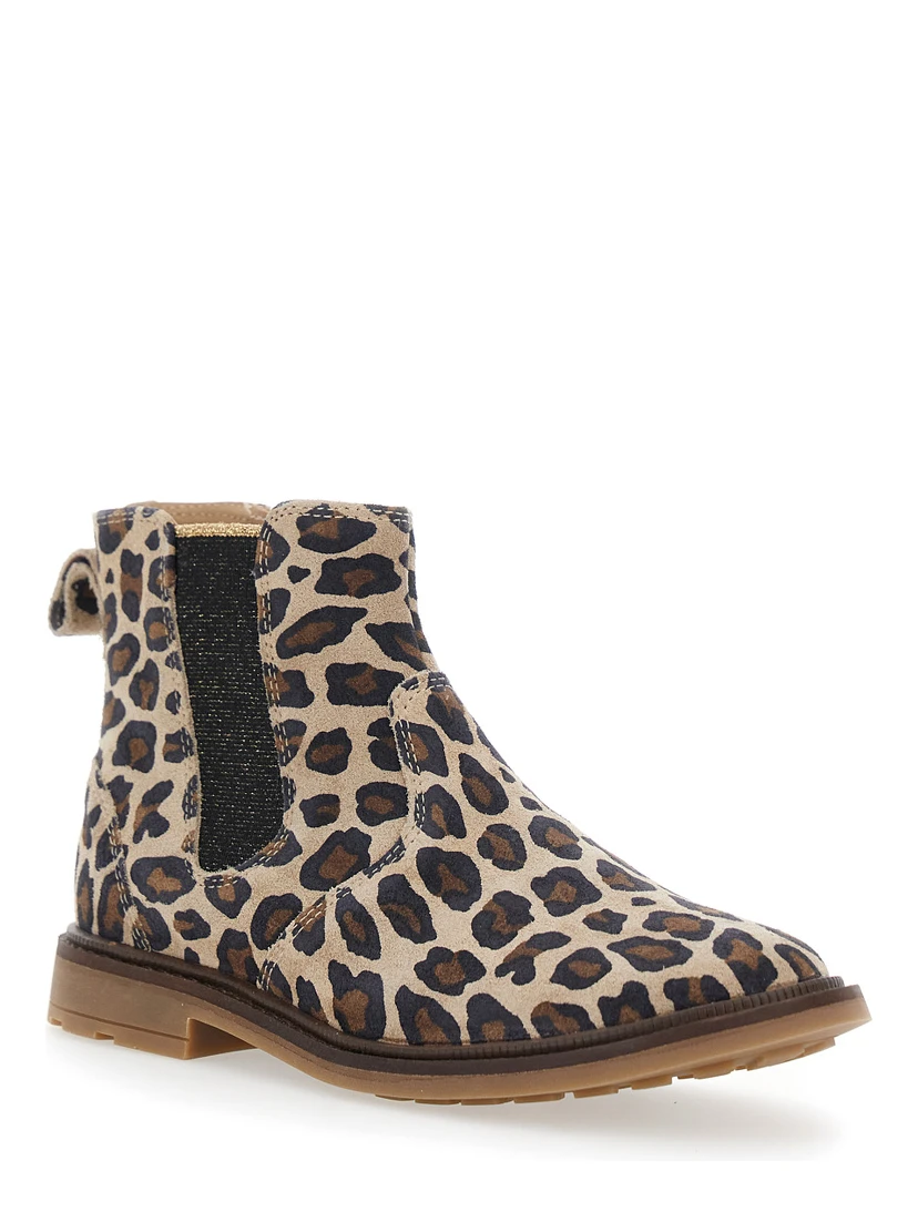 Multicolor Ankle Boots with Side Logo and Leopard Motif in Fabric Girl