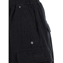 Cargo Belas Black Cargo Pants with Drawstring Waist and Cargo Pockets in Cotton Man