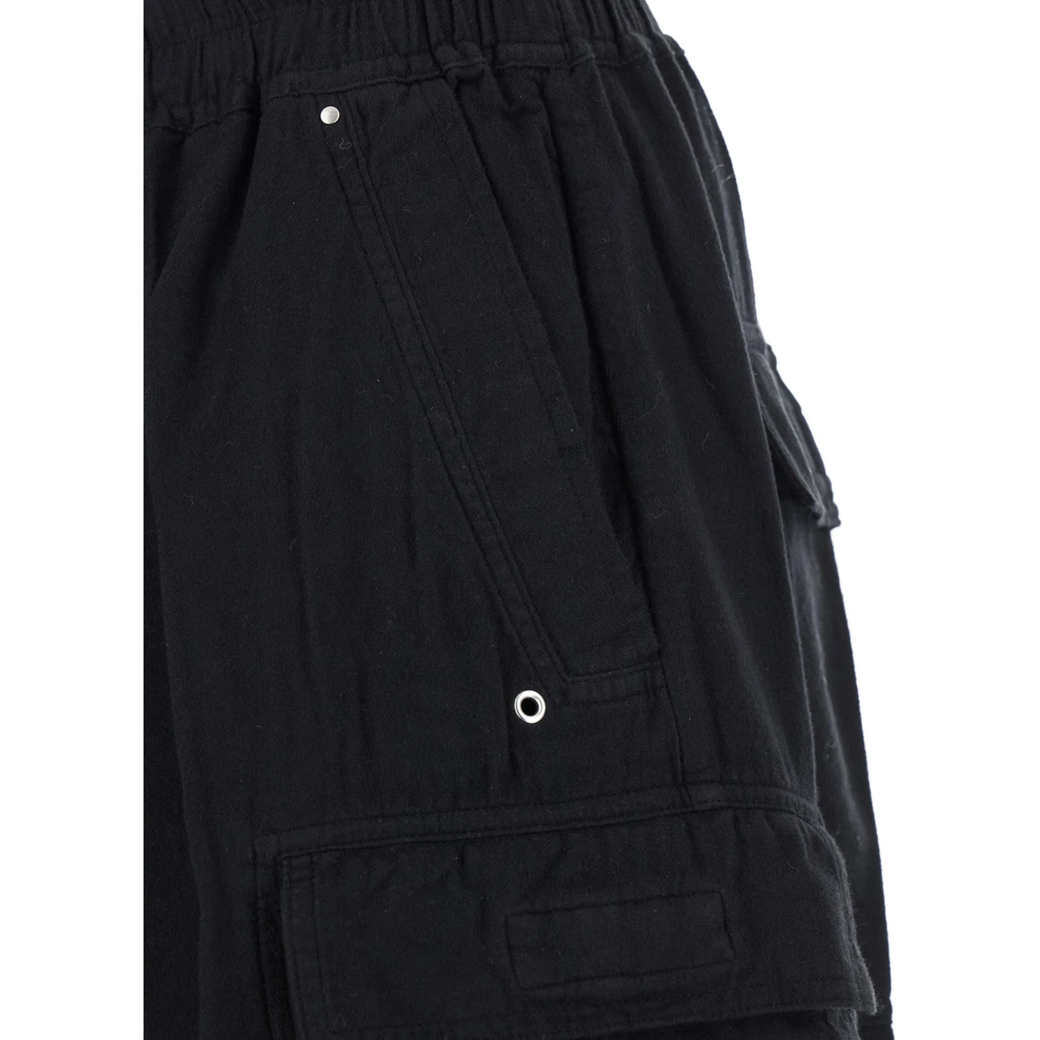 Cargo Belas Black Cargo Pants with Drawstring Waist and Cargo Pockets in Cotton Man