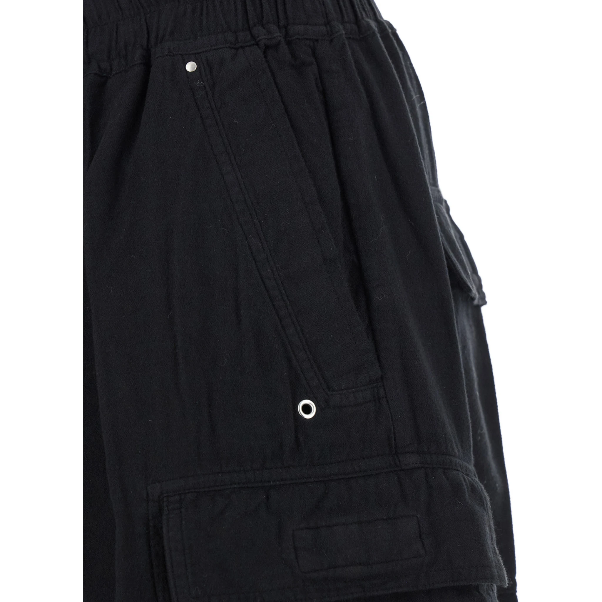 Cargo Belas Black Cargo Pants with Drawstring Waist and Cargo Pockets in Cotton Man