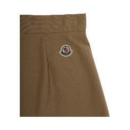 Beige Pleated Skirt with Logo Patch on Back in Cotton Girl