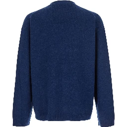 Blue Cardigan with V Neck and and Front Zip Closure in Wool Blend Man