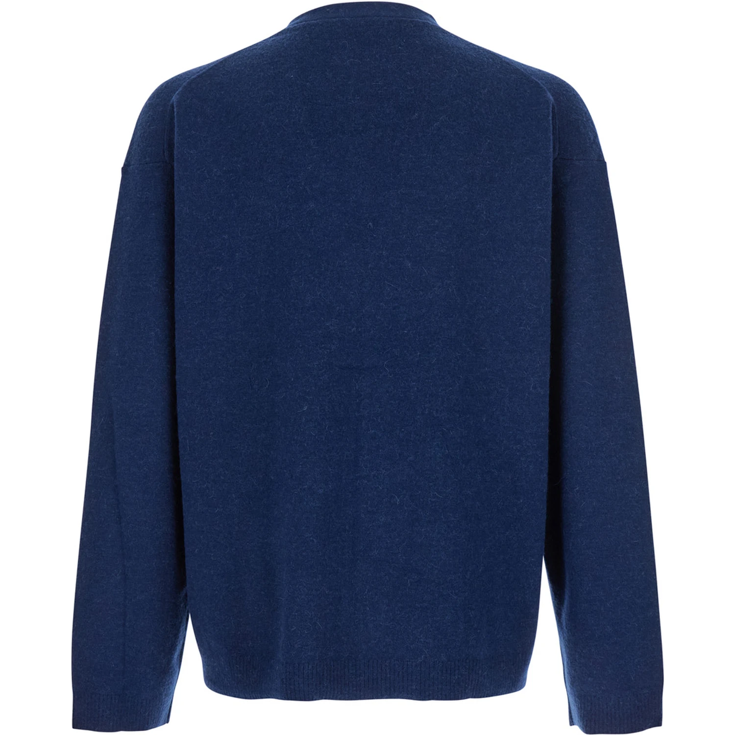 Blue Cardigan with V Neck and and Front Zip Closure in Wool Blend Man