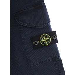 Blue Pants with One Cargo Pocket on the Front and Logo Patch on the Front in Cotton Stretch Boy