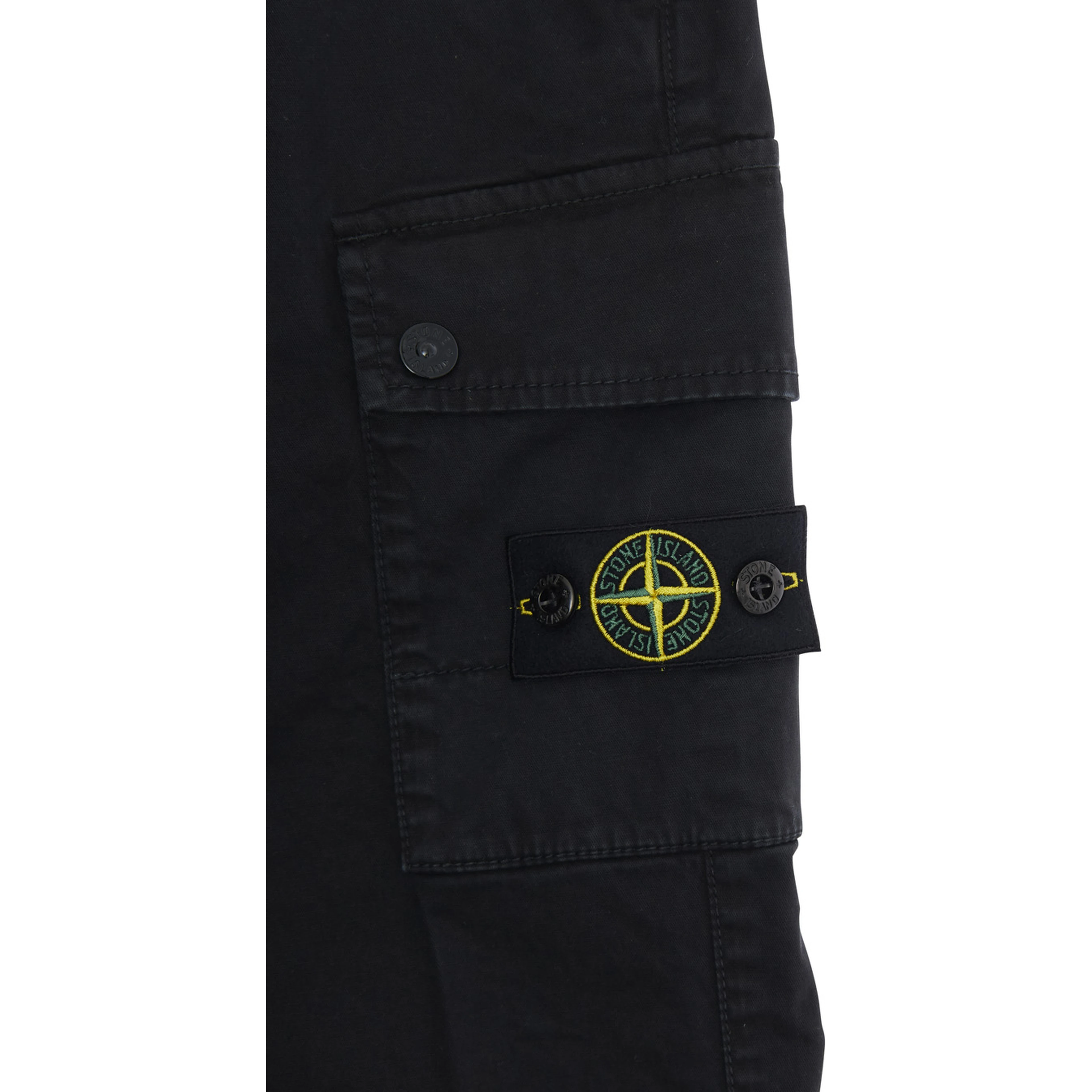 Black Pants with Two Front Cargo Pockets and Logo Patch on the Pocket in Cotton Stretch Boy