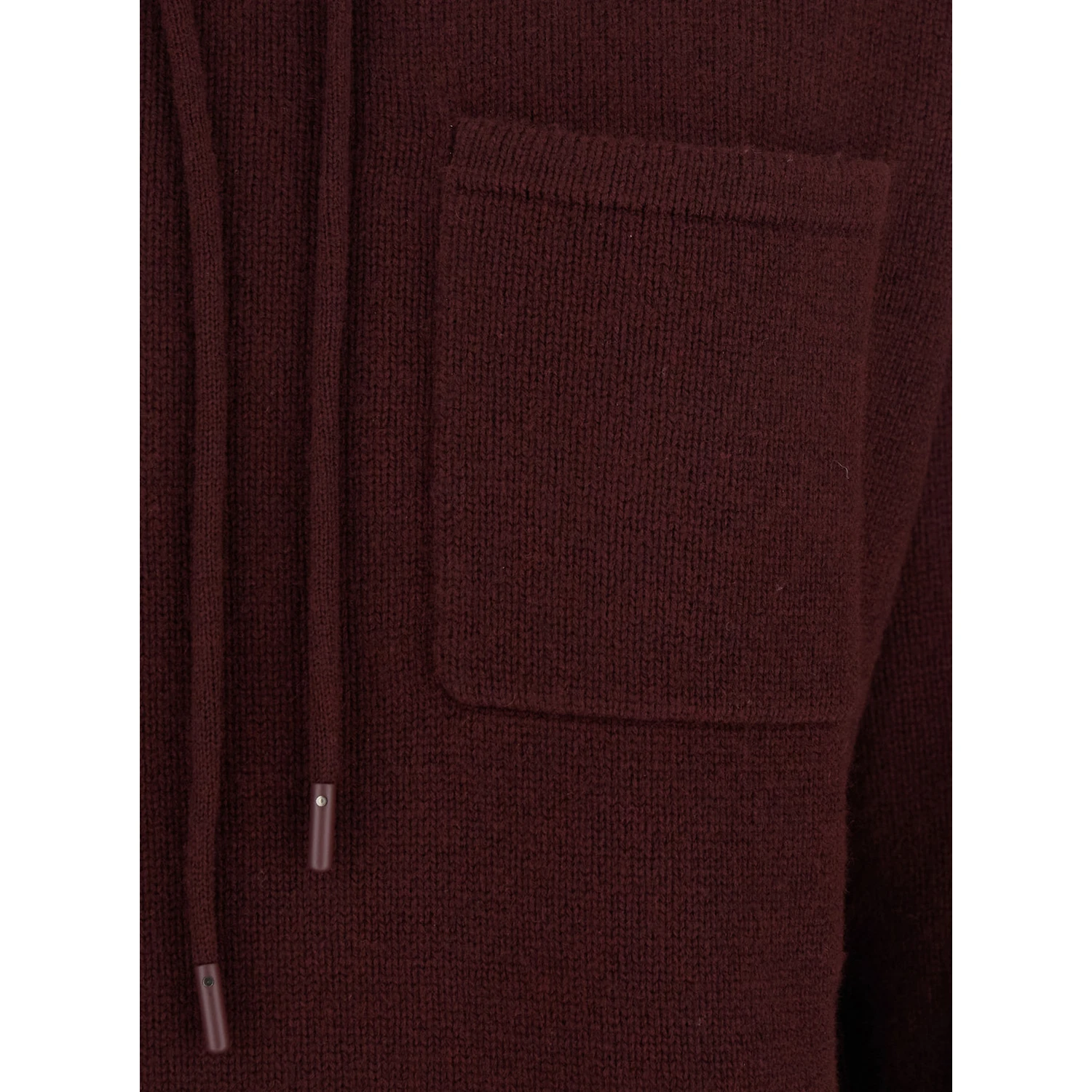 Liana Bordeaux Sweater with Drawstring Hood and Dropped Shoulders in Cashmere Woman