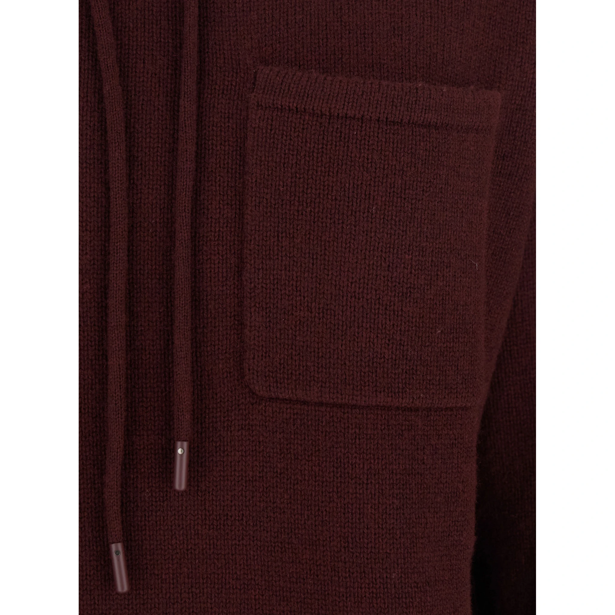 Liana Bordeaux Sweater with Drawstring Hood and Dropped Shoulders in Cashmere Woman