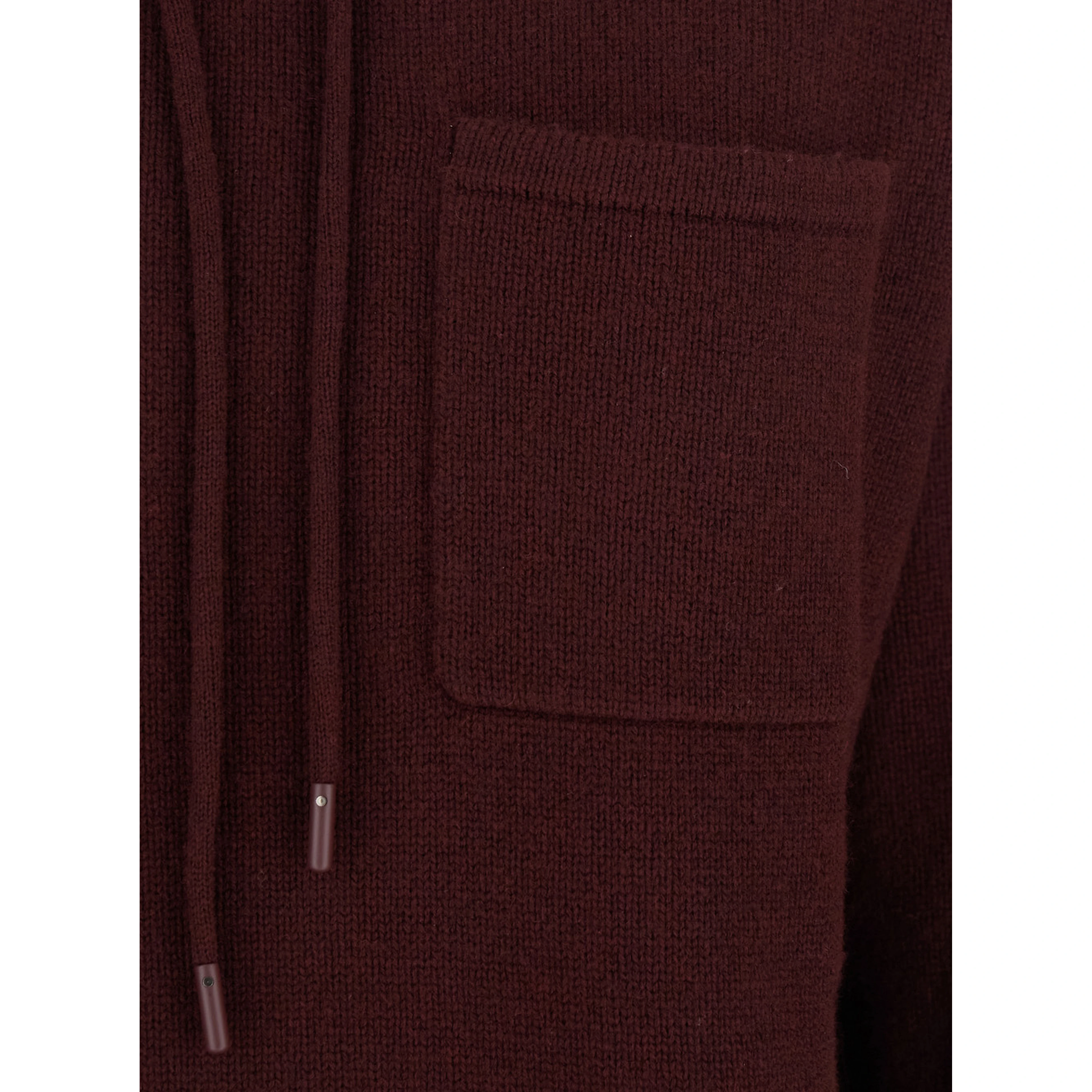 Liana Bordeaux Sweater with Drawstring Hood and Dropped Shoulders in Cashmere Woman
