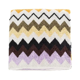 Murrina Multicolor Beach Towel with All-Over ZigZag Motif in Cotton Home