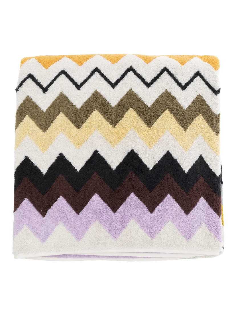 Murrina Multicolor Beach Towel with All-Over ZigZag Motif in Cotton Home