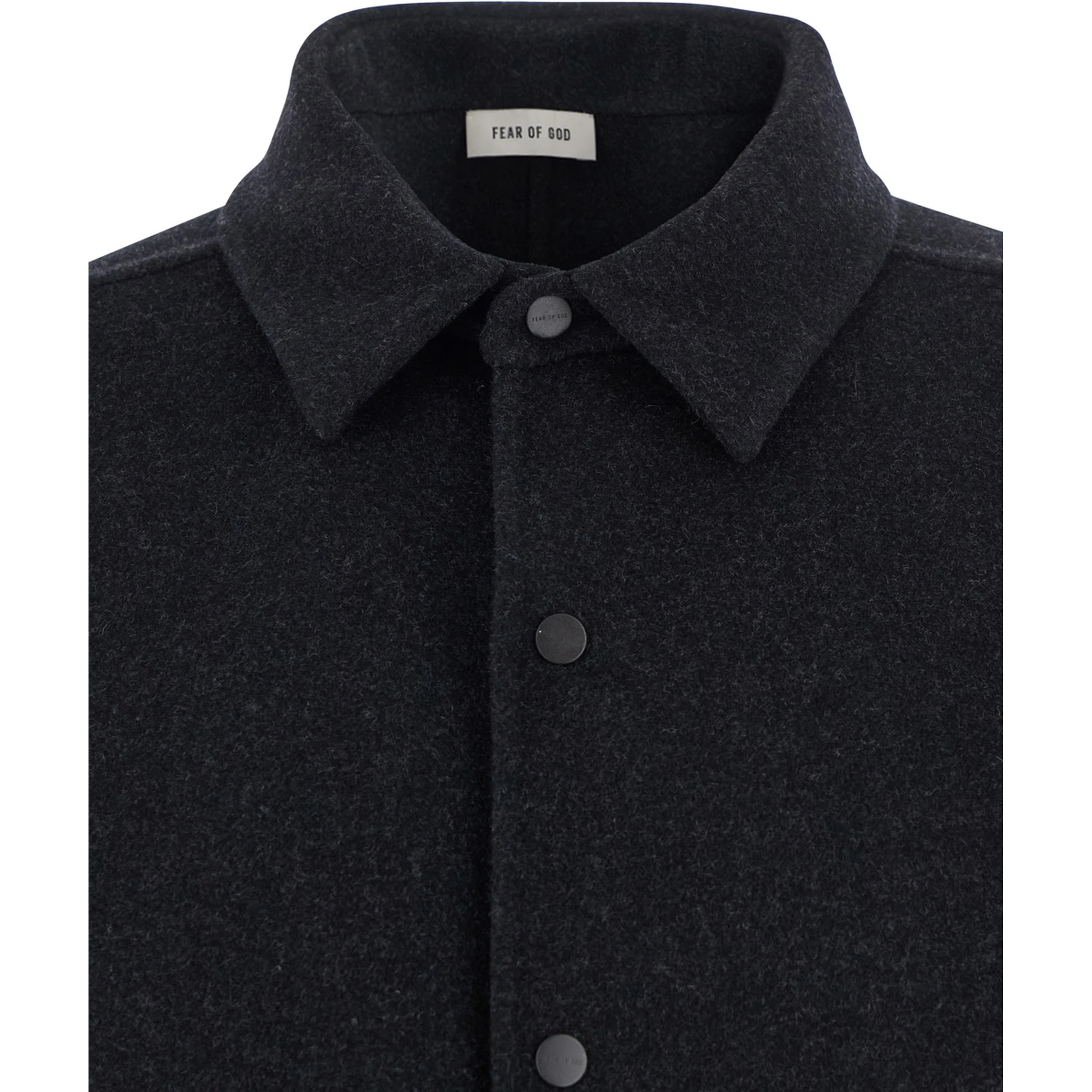 Dark Grey Shirt with Classic Collar and Dropped Shoulders in Wool Man
