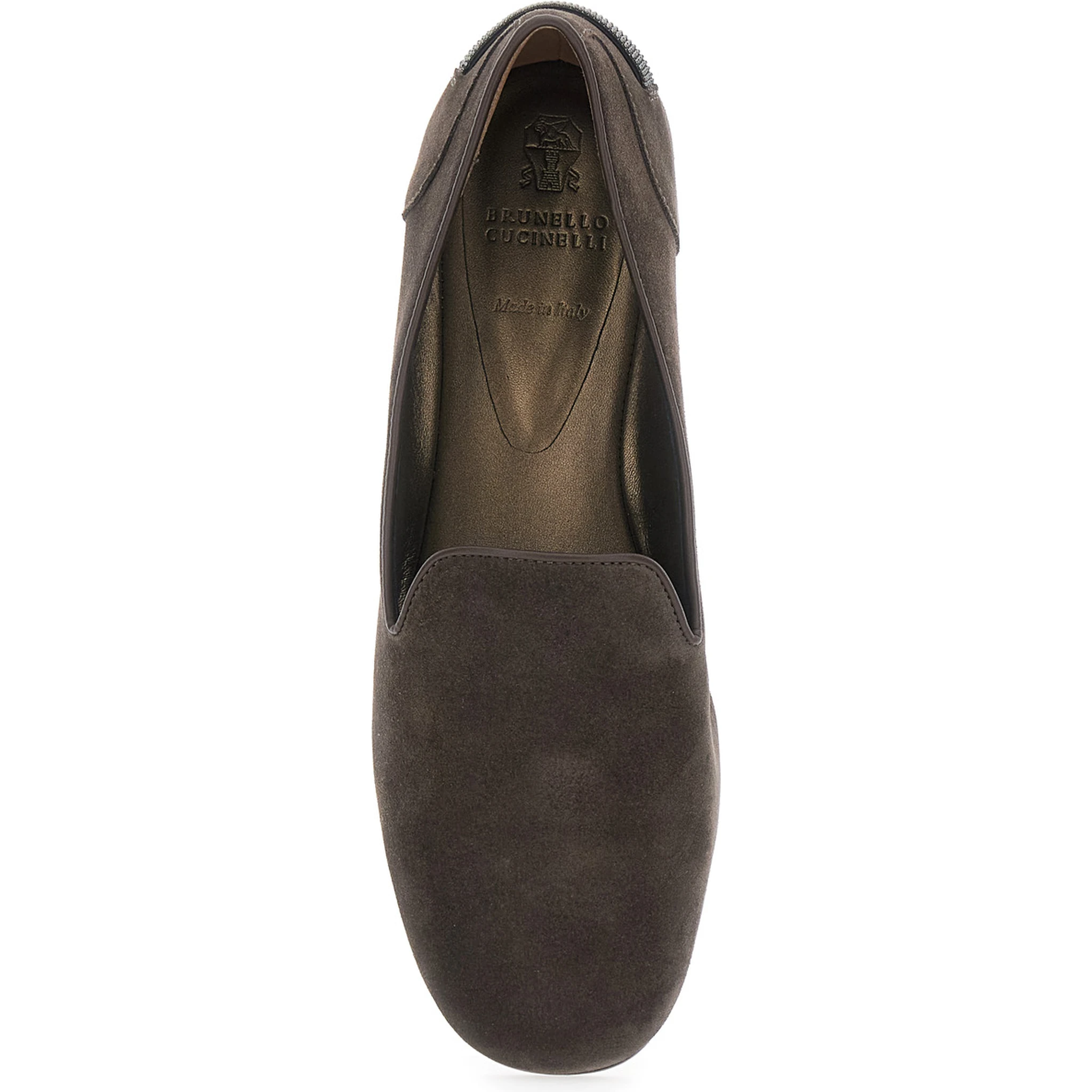 Brown Loafers with Monil Detail on the Rear in Suede Woman