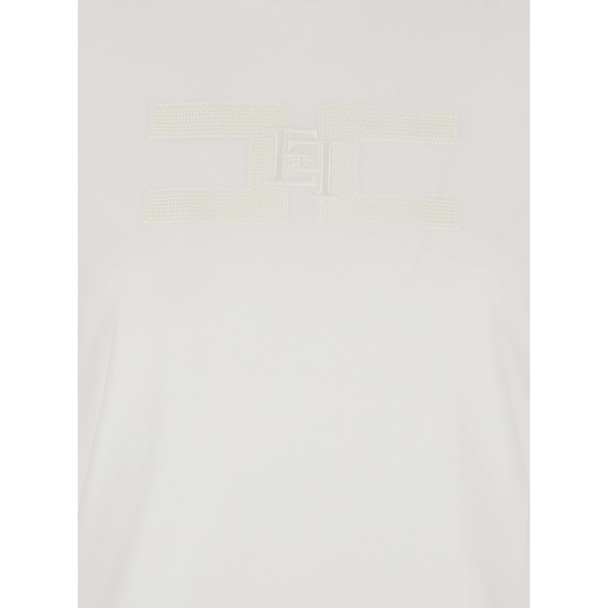 White T-Shirt with Embroidered Logo on the Front in Cotton Woman