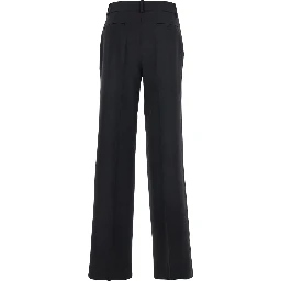 Black Pants with Belt Loops in Wool Blend Woman