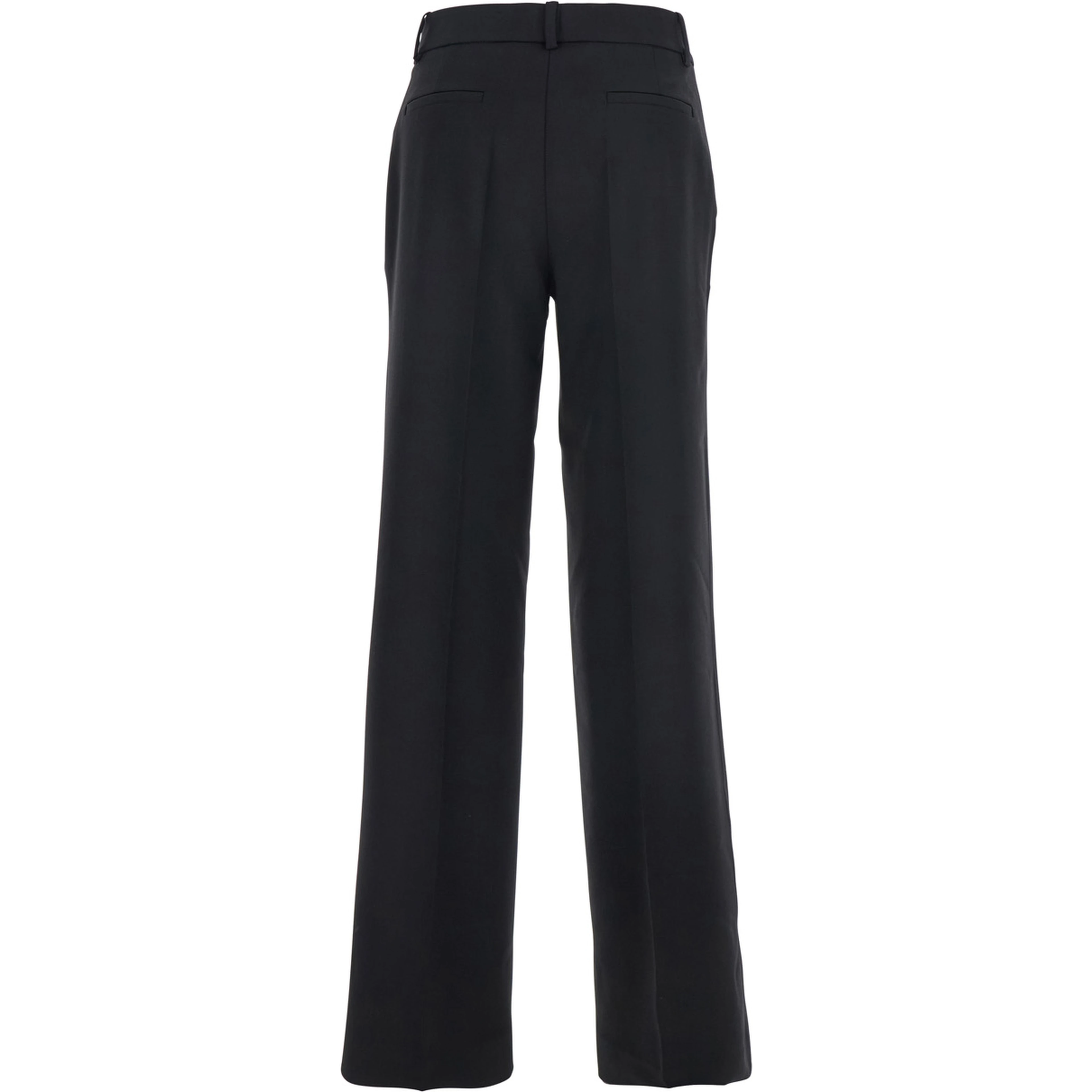Black Pants with Belt Loops in Wool Blend Woman