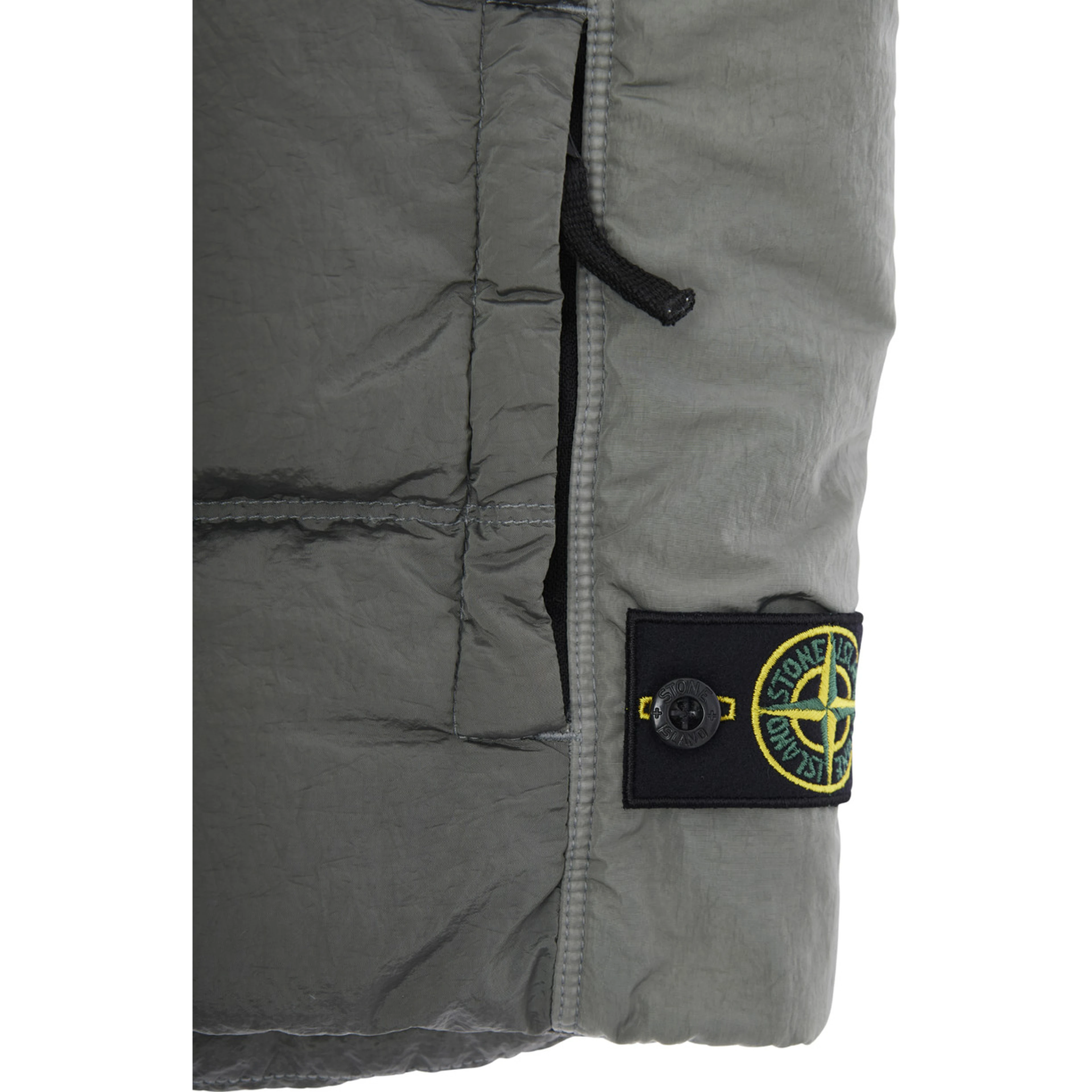 Grey Sleeveless Down Jacket with Logo Patch on the Front in Tech Fabric Boy