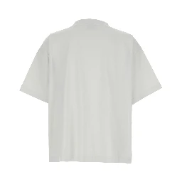 White Crewneck Cropped T-Shirt with Logo Lettering on the Front in Cotton Woman