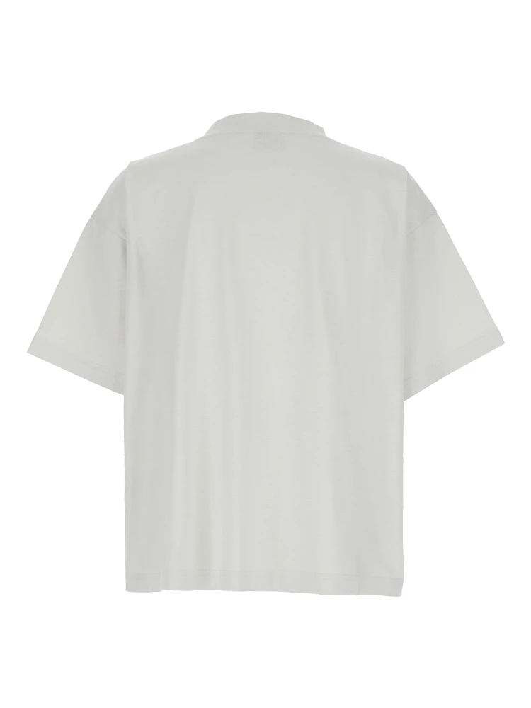 White Crewneck Cropped T-Shirt with Logo Lettering on the Front in Cotton Woman alternative