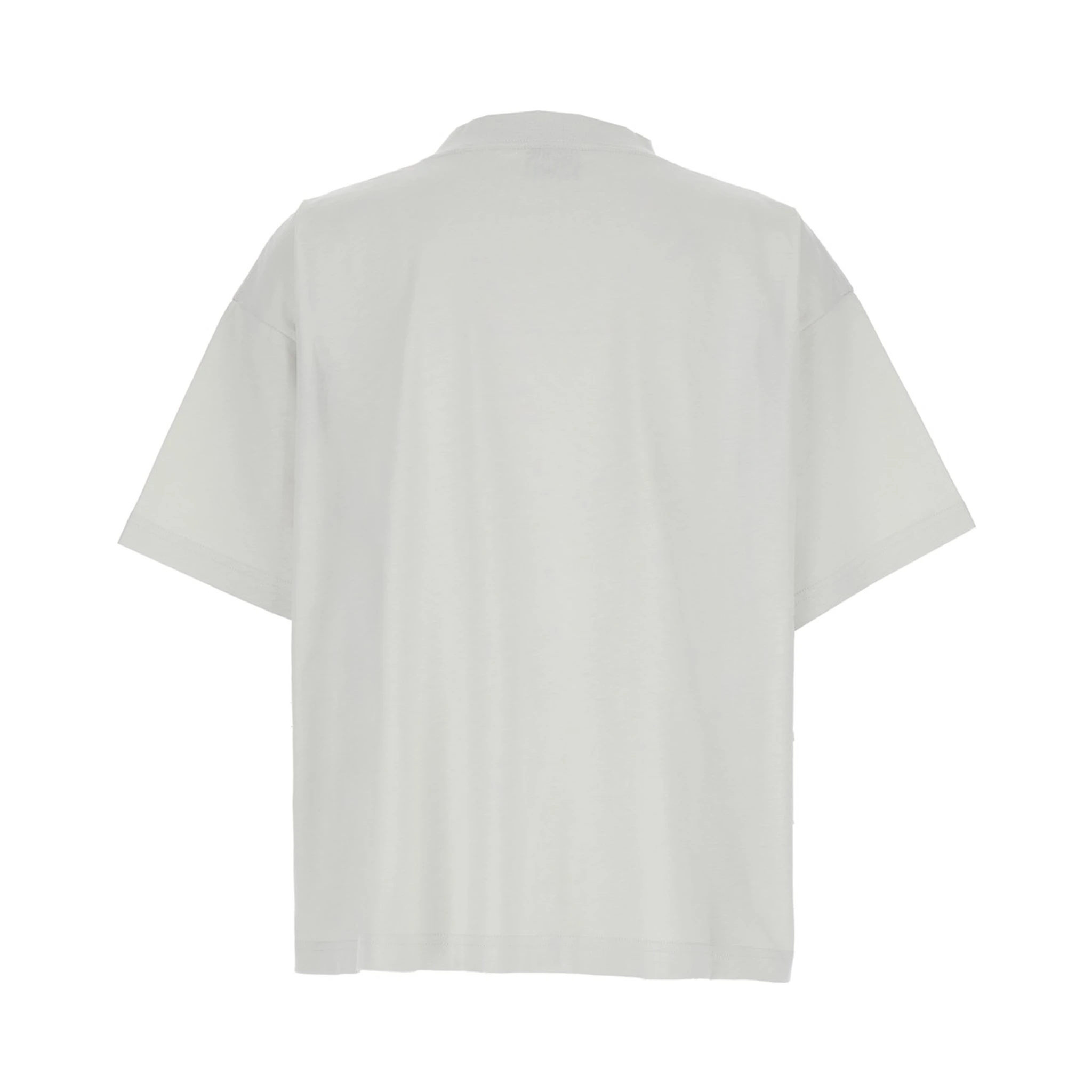 White Crewneck Cropped T-Shirt with Logo Lettering on the Front in Cotton Woman