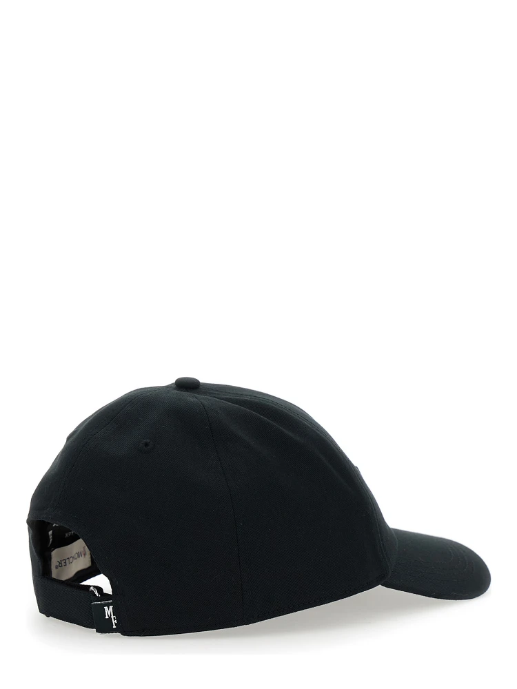 Black Baseball Cap with Logo Patch on the Front in Cotton Man alternative