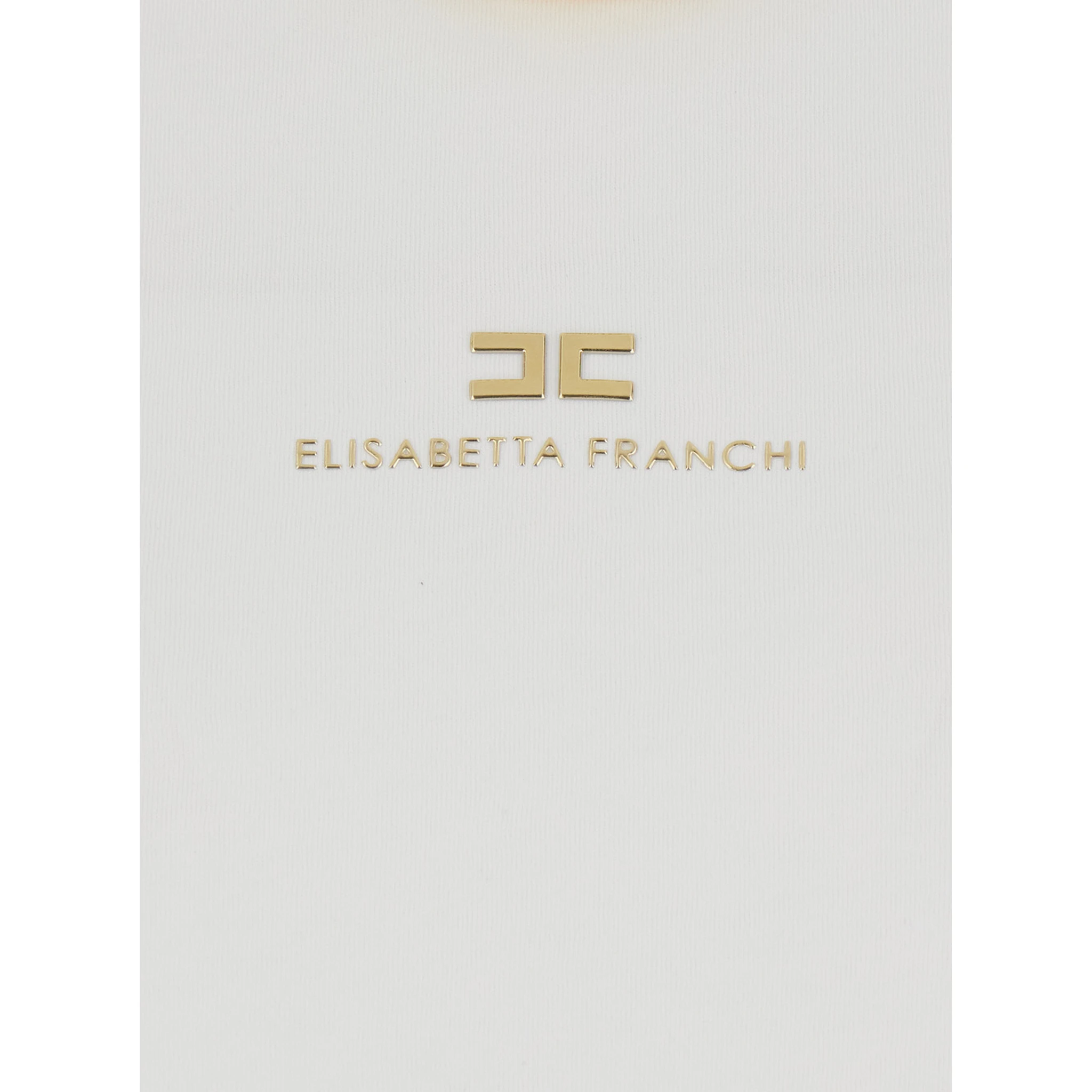 White T-Shirt with Metallic Logo on the Front in Cotton Woman