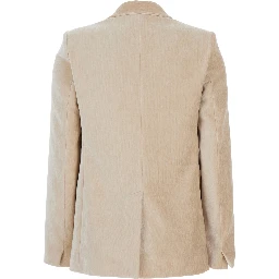 Beige Jacket with Peak Lapels in Velvet Woman