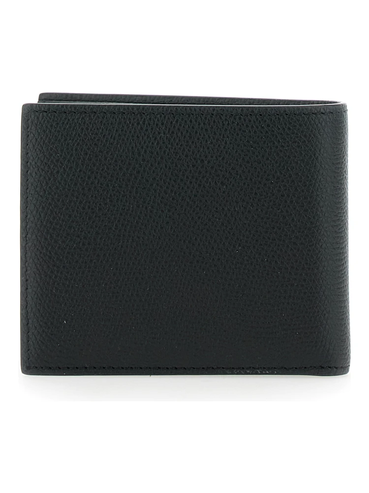 Black Wallet with Metallic VLogo on the Front in Hammered Leather Man alternative