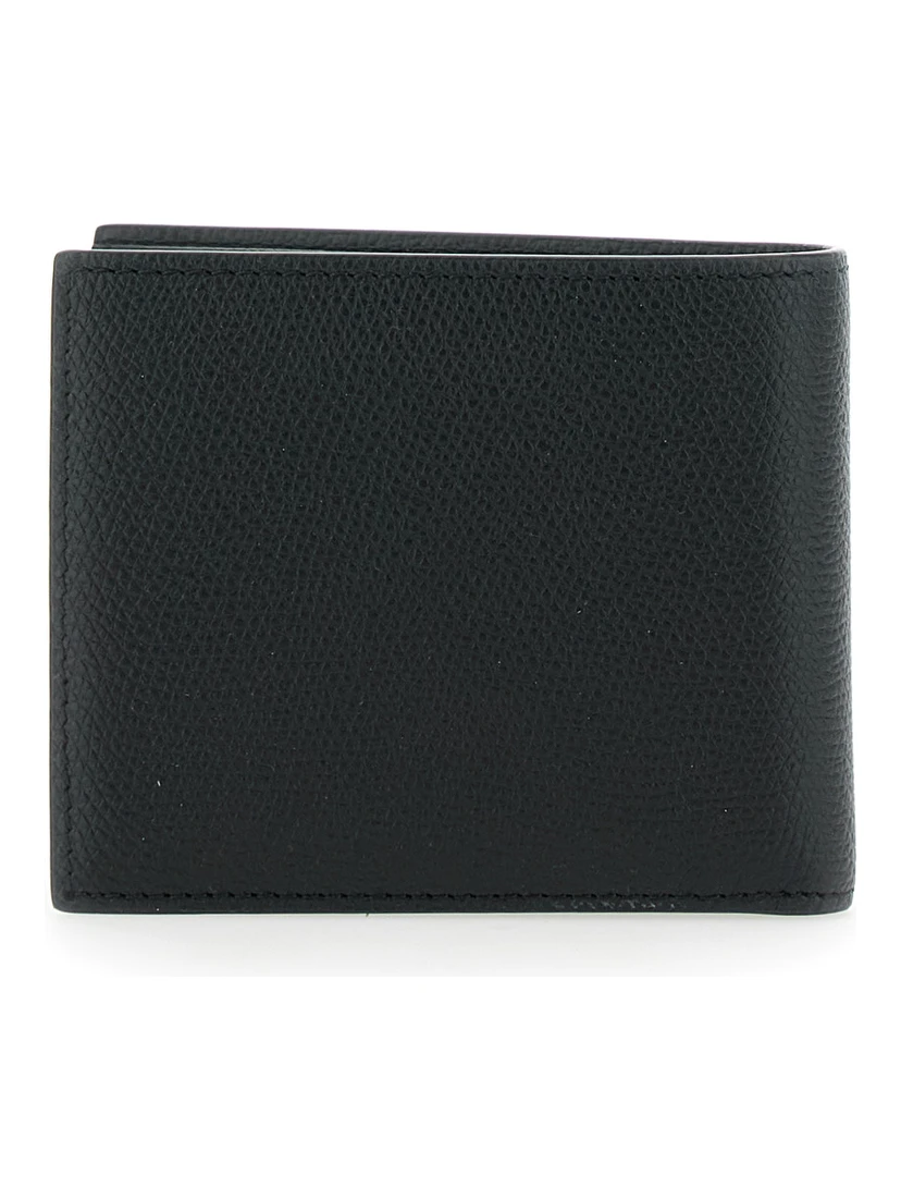 Black Wallet with Metallic VLogo on the Front in Hammered Leather Man