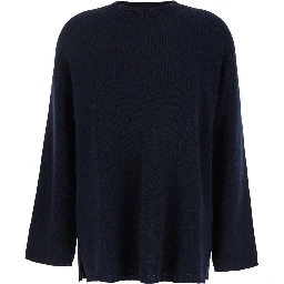 Blue Relaxed Crewneck Sweater in Cashmere Woman