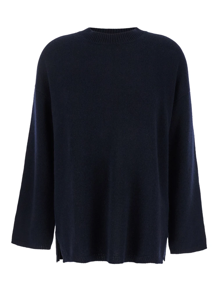 Blue Relaxed Crewneck Sweater in Cashmere Woman