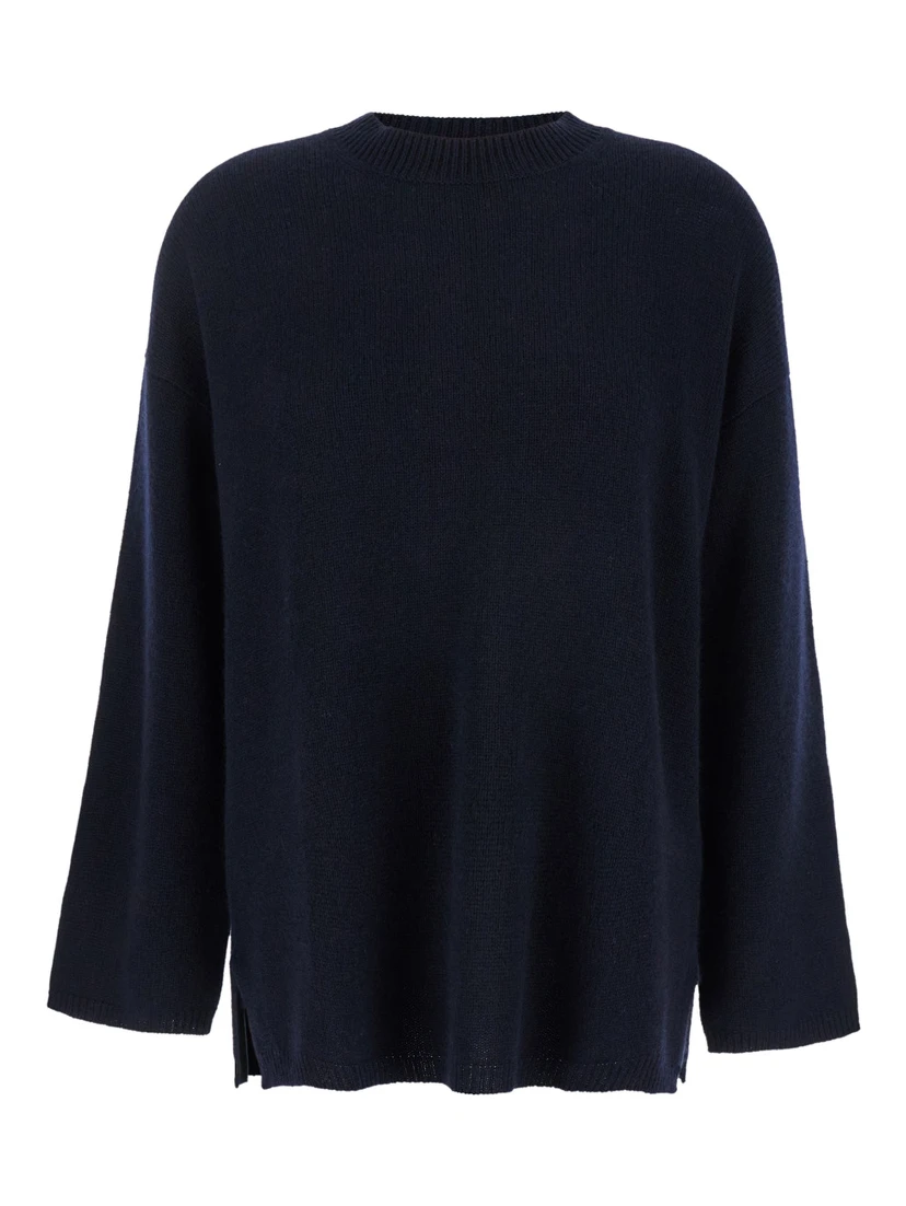 Blue Relaxed Crewneck Sweater in Cashmere Woman