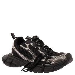 3XL Black Low Top Sneakers with Logo Detail in Tech Fabric Man