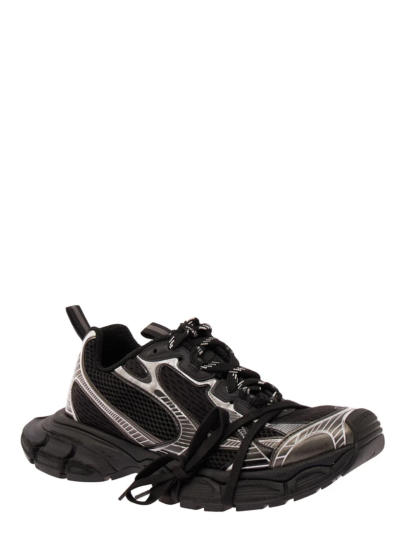 3XL Black Low Top Sneakers with Logo Detail in Tech Fabric Man