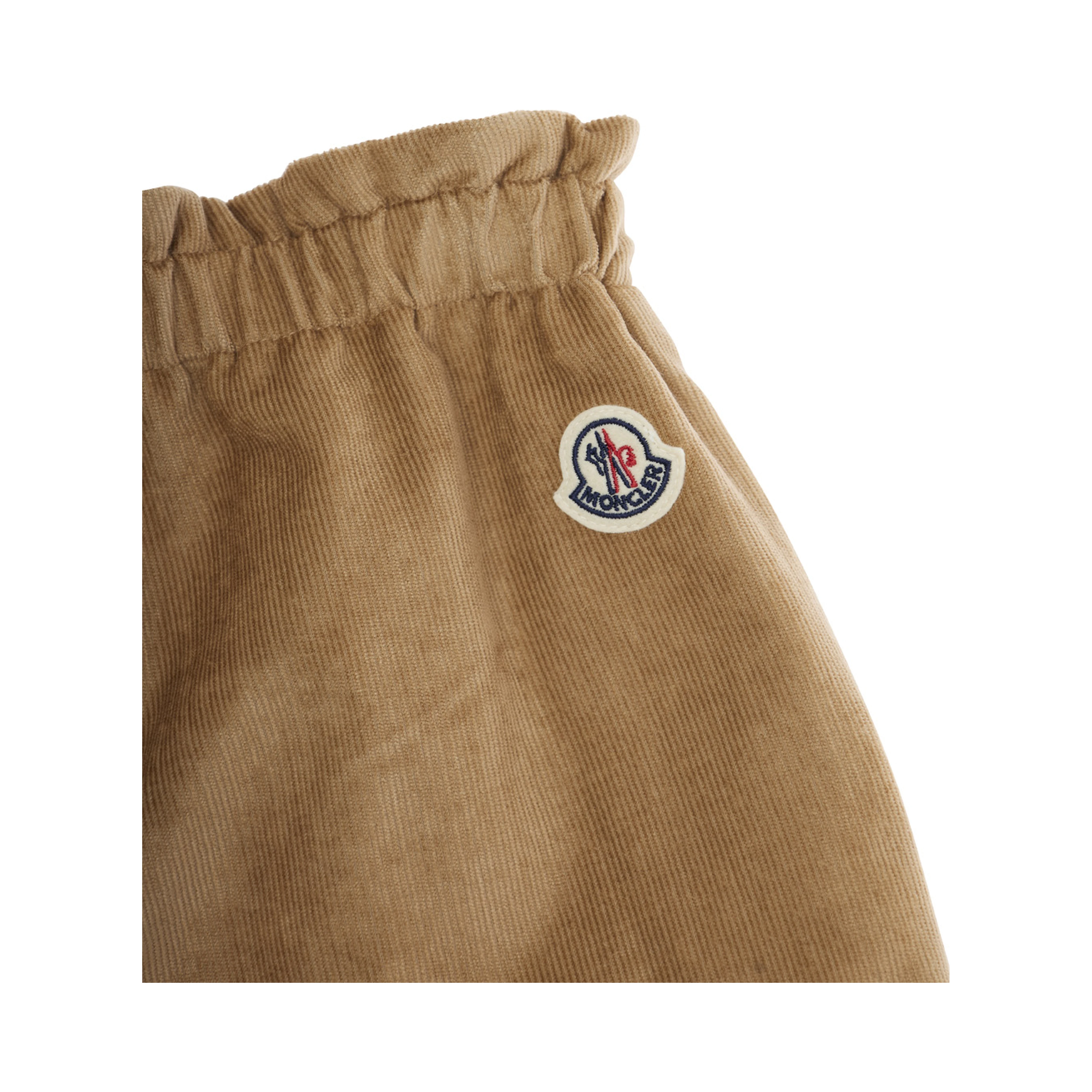 Beige Bermuda Pants with Elastic Waist and Logo Patch on the Rear in Viscose Blend Girl